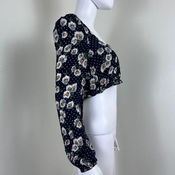 Zara Women Size S Cropped Floral Polka Dot Long Sleeve NEW Top Festival Y2K Boho - Picture 7 of 15